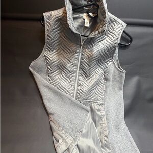 Light Gray Quilted Funnel Neck Vest - Women